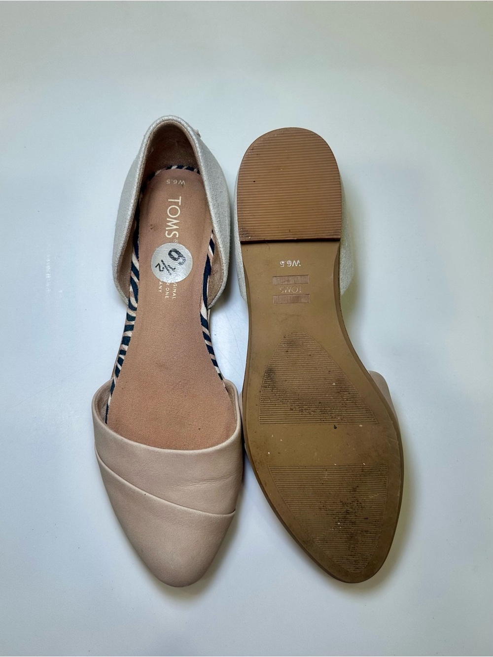 Toms Women’s Two-Tone D’Orsay Flats in Blush and Ivory - Picture 4 of 4